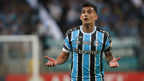 Franco Cristaldo jogador do Gremio durante partida contra o Huachipato no estadio Arena do Gremio pelo campeonato Copa Libertadores 2024.