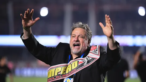 Júlio Casares presidente do São Paulo comemora título de campeão após partida contra o Flamengo no estádio Morumbi pela decisão do campeonato Copa do Brasil 2023. Foto: Ettore Chiereguini/AGIF