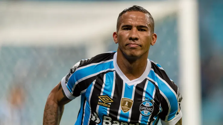 Gremio x Monagas - Jael do Gremio comemora seu gol durante partida contra o Monagas no estadio Arena do Gremio pelo campeonato Libertadores 2018.