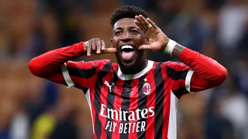 Emerson Royal of AC Milan reacts during the Serie A match between FC Internazionale and AC Milan at Stadio Giuseppe Meazza on September 22, 2024 in Milan, Italy.