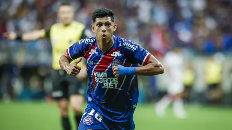 Erick Pulga, atacante do Bahia, comemora gol em cima do Vitória pelo Baianão (Imagem: Rafael Rodrigues/EC Bahia)