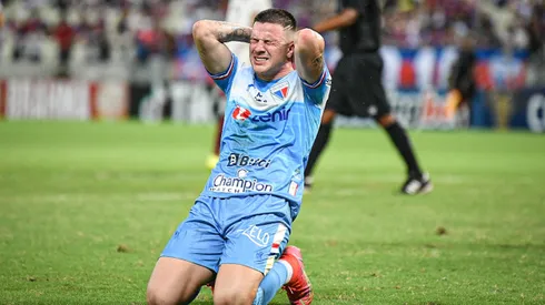 Renato Kayser jogador do Fortaleza lamenta chance perdida durante partida contra o CRB no estadio Arena Castelao pelo campeonato Copa do Nordeste 2022.