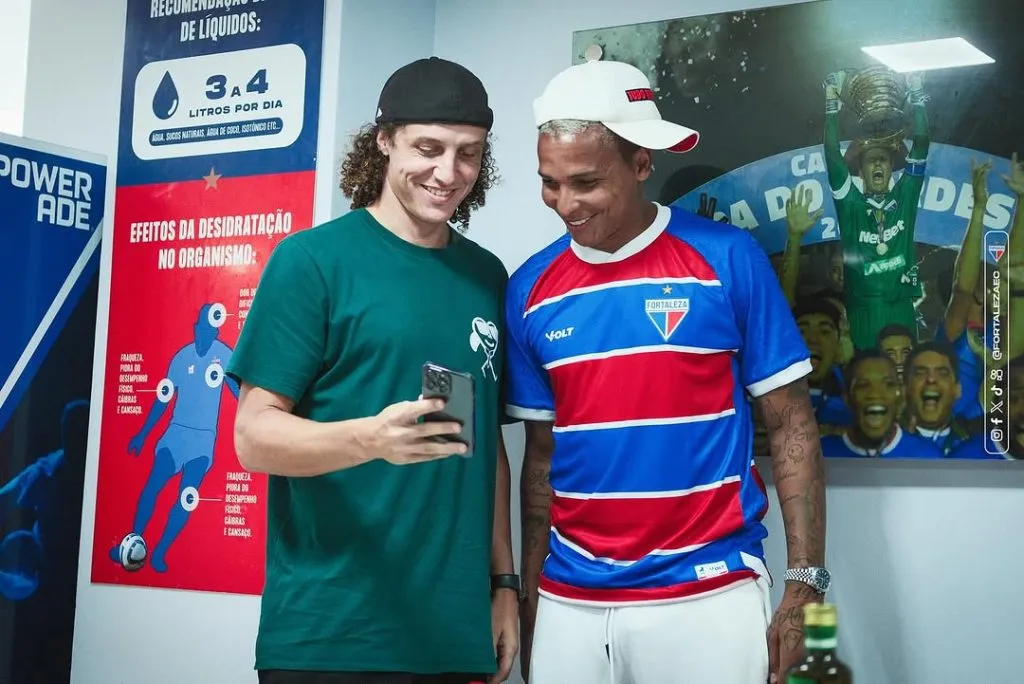 David Luiz e Deyverson, jogadores do Fortaleza. Reprodução Instagram