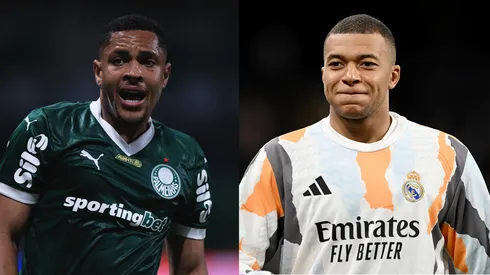 Vitor Roque e Mbappé. Foto: Agif e Getty