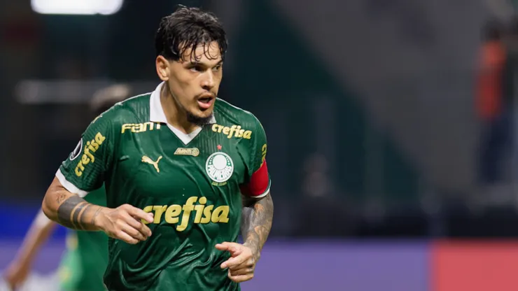 Gustavo Gomez jogador do Palmeiras durante partida contra o Liverpool - URU no estadio Arena Allianz Parque pelo campeonato Copa Libertadores 2024.