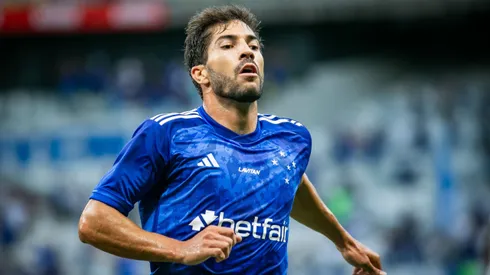 Lucas Silva jogador do Cruzeiro comemora seu gol durante partida contra o Botafogo no estadio Mineirao pelo campeonato Brasileiro A 2024.