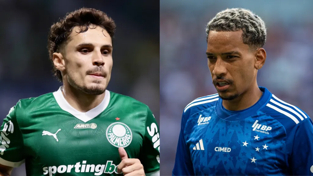 Raphael Veiga, do Palmeiras e Matheus Pereira, do Cruzeiro. Foto: AGIF