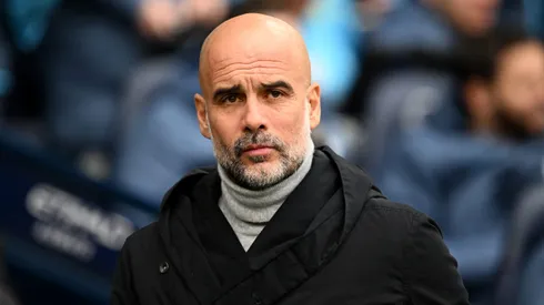 MANCHESTER, ENGLAND – MARCH 15: Manchester City manager Pep Guardiola during the Premier League match between Manchester City FC and Brighton & Hove Albion FC at Etihad Stadium on March 15, 2025 in Manchester, England. (Photo by Gareth Copley/Getty Images)