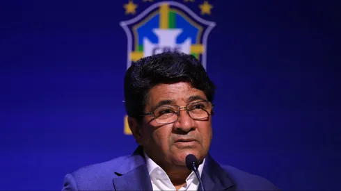 RIO DE JANEIRO, BRAZIL – JULY 05: Ednaldo Rodrigues, President of the CBF attends during the official presentation of Fernando Diniz as interim coach of Brazil national team until the arrival of newly appointed Carlos Ancelotti of the on July 05, 2023 in Rio de Janeiro, Brazil. CBF has informed that Diniz, currently in Fluminense, will coach the national team until Italian Carlo Ancelotti finishes his contract with Real Madrid. (Photo by Buda Mendes/Getty Images)