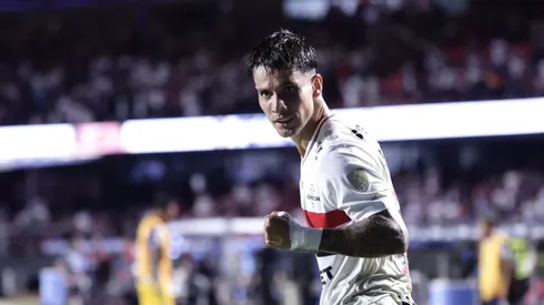 Ferreira jogador do São Paulo comemora seu gol durante partida contra o Alianza Lima no estádio Morumbi pelo campeonato Copa Libertadores 2025. Foto: Marcello Zambrana/AGIF