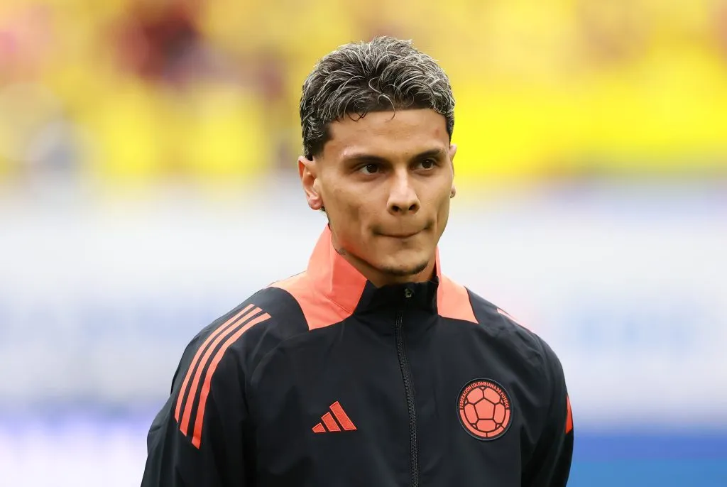 HOUSTON, TEXAS – JUNE 24: Richard Rios of Colombia lines up prior to the CONMEBOL Copa America 2024 Group D match between Colombia and Paraguay at NRG Stadium on June 24, 2024 in Houston, Texas. (Photo by Hector Vivas/Getty Images)