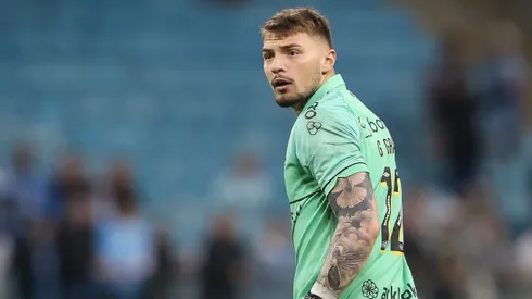 Gabriel Grando goleiro do Gremio durante partida contra o Bahia no estadio Arena do Gremio pelo campeonato Copa do Brasil 2023.