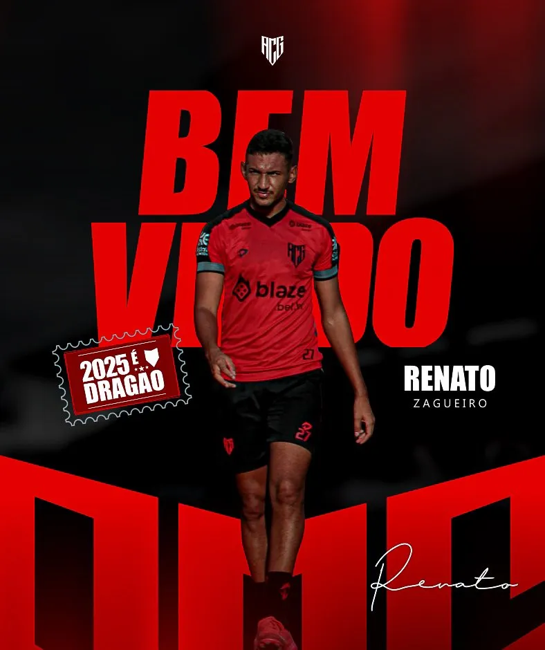 Foto: Reprodução/Atlético-GO – Anúncio oficial de Renato no Atlético Goianiense.