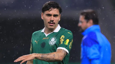 Mauricio jogador do Palmeiras durante partida contra o Bragantino no estadio Arena Allianz Parque pelo campeonato Paulista 2025.