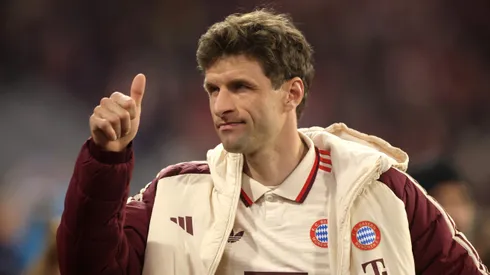Thomas Muller em partida pelo Bayern de Munique. (Photo by Alex Grimm/Getty Images)