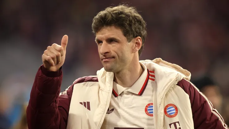 Thomas Muller em partida pelo Bayern de Munique. (Photo by Alex Grimm/Getty Images)