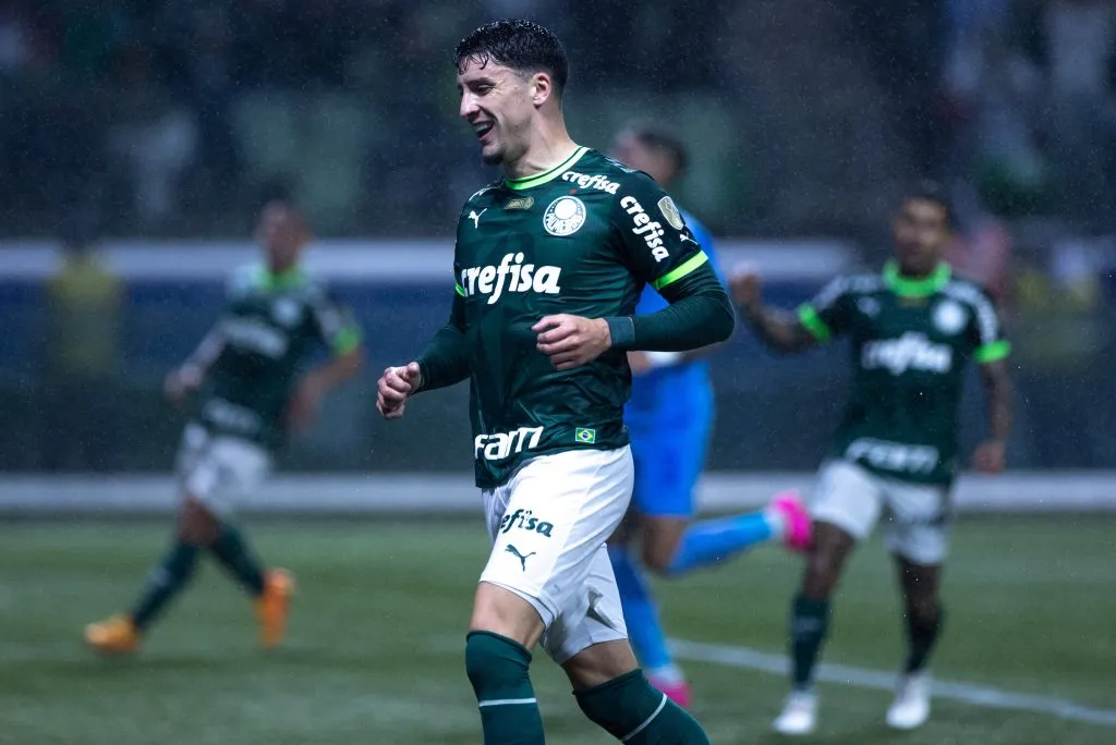 SP – SAO PAULO – 29/06/2023 – LIBERTADORES 2023, PALMEIRAS X BOLIVAR – Piquerez jogador do Palmeiras comemora seu gol durante partida contra o Bolivar no estadio Arena Allianz Parque pelo campeonato Libertadores 2023. Foto: Marcello Zambrana/AGIF