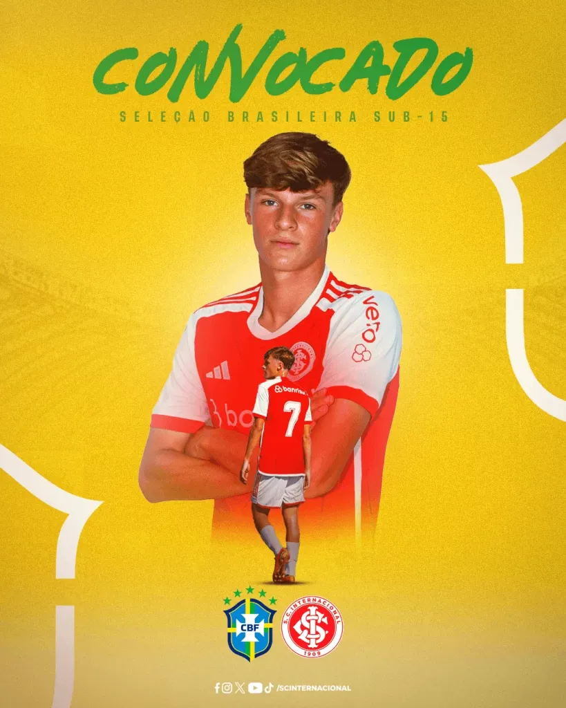 Fabrício Prado, atacante da base, convocado para a Seleção Sub-25 (Imagem: Divulgação/Internacional)