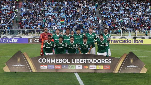 Palmeiras, em jogo contra a equipe do C Bolívar, durante partida válida pela fase de grupos, da Copa Libertadores, no Estádio Hernando Siles. (Foto: Cesar Greco/Palmeiras/by Canon)