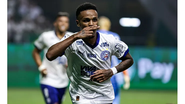 SP - SAO PAULO - 27/04/2025 - BRASILEIRO A 2025, PALMEIRAS X BAHIA - Kayky jogador do Bahia comemora seu gol durante partida contra o Palmeiras no estadio Arena Allianz Parque pelo campeonato Brasileiro A 2025. Foto: Fabio Giannelli/AGIF