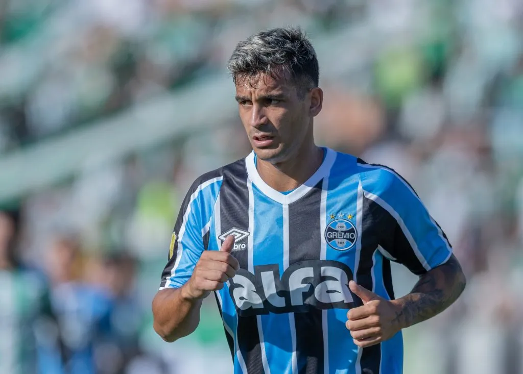 RS – CAXIAS DO SUL – 01/03/2025 – GAUCHO 2025, JUVENTUDE X GREMIO – Cristaldo jogador do Gremio durante partida contra o Juventude no estadio Alfredo Jaconi pelo campeonato Gaucho 2025. Foto: Liamara Polli/AGIF