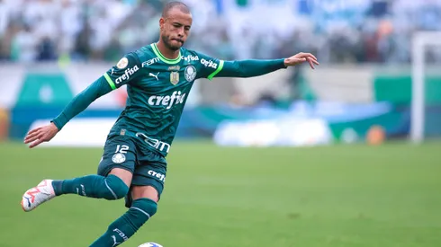Mayke jogador do Palmeiras durante partida contra o Santos no estadio Arena Barueri pelo campeonato Brasileiro A 2023.