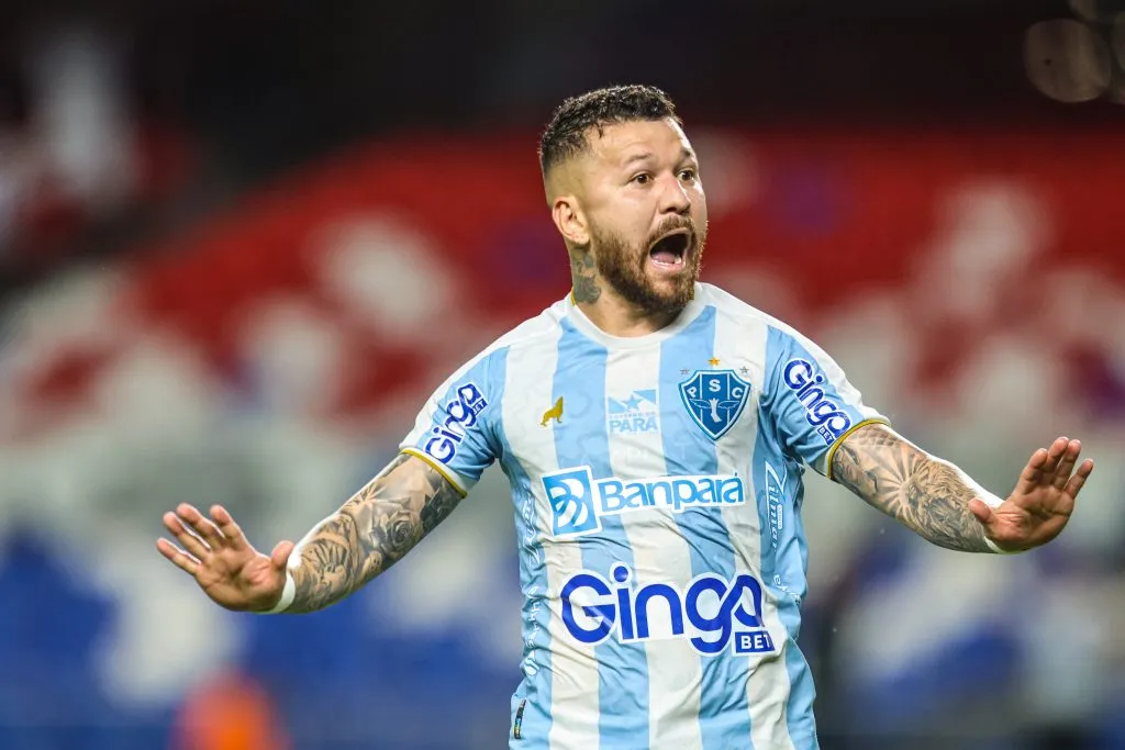 PA – BELEM – 19/03/2025 – COPA VERDE 2025, PAYSANDU X SAO RAIMUNDO – Rossi jogador do Paysandu comemora seu gol durante partida contra o Sao Raimundo no estadio Mangueirao pelo campeonato Copa Verde 2025. Foto: Fernando Torres/AGIF