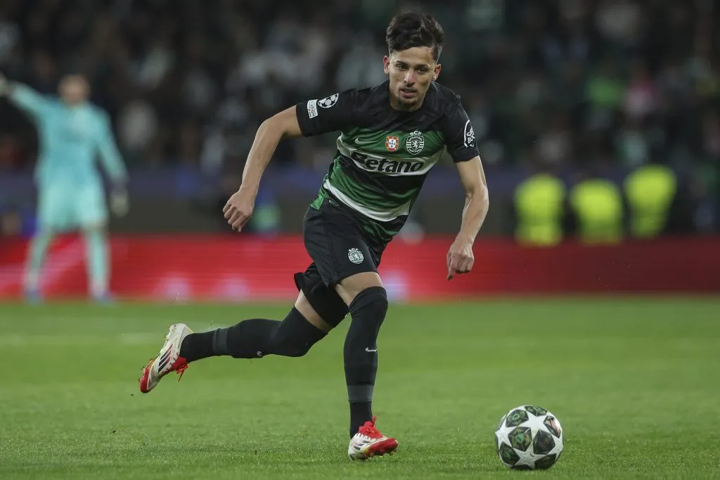 LISBON, PORTUGAL – FEBRUARY 12: Biel Teixeira of Sporting CP makes is debut in Sporting CP team during the UEFA Champions League 2024/25 League Knockout Play-off First Leg match between Sporting Clube de Portugal and Borussia Dortmund at  on February 12, 2025 in Lisbon, Portugal. (Photo by Carlos Rodrigues/Getty Images)
