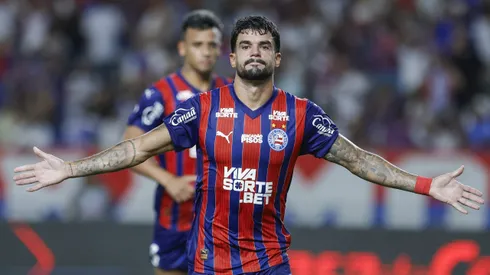 Cauly, meia do Bahia, comemora gol na Copa do Brasil contra o Paysandu (Imagem: Rafael Rodrigues / EC Bahia)