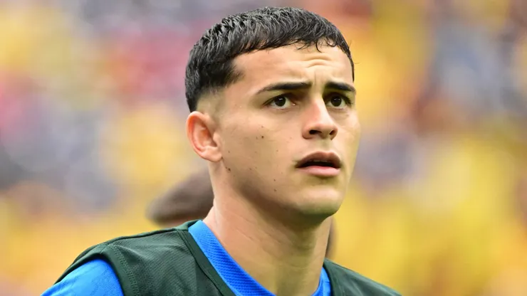 Ramon Sosa of Paraguay gestures prior to the CONMEBOL Copa America 2024 Group D match between Colombia and Paraguay at NRG Stadium on June 24, 2024 in Houston, Texas.