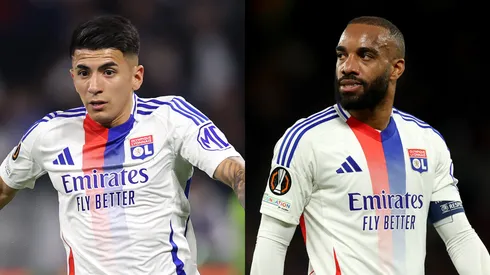 Thiago Almada e Lacazette em partida pelo Lyon. Foto: GETTY IMAGES