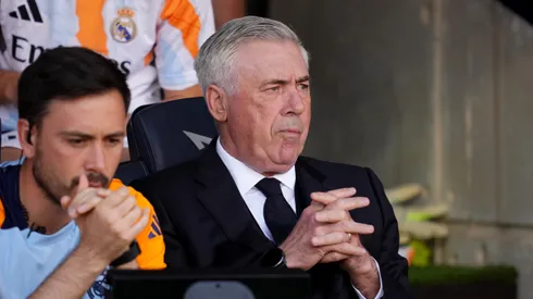 BARCELONA, SPAIN – MAY 11: Carlo Ancelotti, Head Coach of Real Madrid, looks on prior to the LaLiga match between FC Barcelona and Real Madrid CF at Estadi Olimpic Lluis Companys on May 11, 2025 in Barcelona, Spain. (Photo by Alex Caparros/Getty Images)