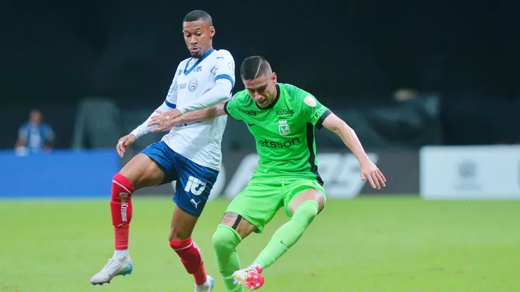Camilo Candido, jogador do Atlético Nacional durante partida contra o Bahia no estádio Fonte Nova pelo campeonato Copa Libertadores 2025. Foto: Walmir Cirne/AGIF