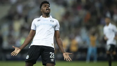 Jemerson jogador do Gremio comemora seu gol anulado pelo VAR durante partida contra o Fluminense no estadio Maracana pelo campeonato Copa Libertadores 2024.