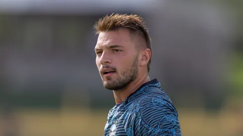 Gabriel Grando jogador do Gremio durante partida contra o Ypiranga no estadio Colosso da Lagoa pelo campeonato Gaucho 2025.