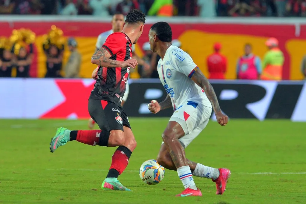 BA – SALVADOR – 23/03/2025 – BAIANO 2025, VITORIA X BAHIA – Jean Lucas, jogador do Bahia durante partida contra o Vitoria no estádio Barradão pelo campeonato Baiano 2025. Foto: Walmir Cirne/AGIF