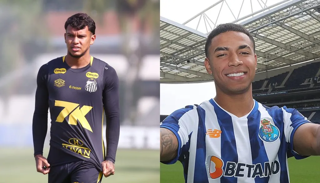 Gabriel Veron, emprestado ao Santos, e Kaio Henrique, lateral do Porto (Imagem: Mauricio De Souza/AGIF / Divulgação/ Porto)