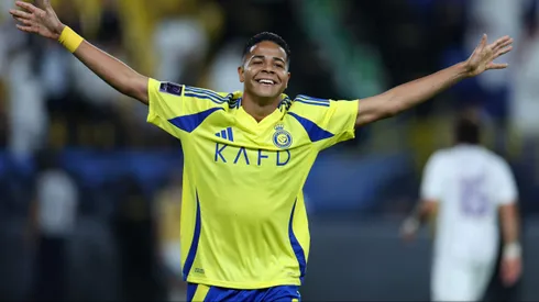 RIYADH, SAUDI ARABIA – NOVEMBER 05: Wesley of Al-Nassr celebrates scoring their fourth goal during the AFC Champions League Elite match between Al-Nassr FC and Al Ain FC at Al-Awaal Park on November 05, 2024 in Riyadh, Saudi Arabia. (Photo by Abdullah Ahmed/Getty Images)