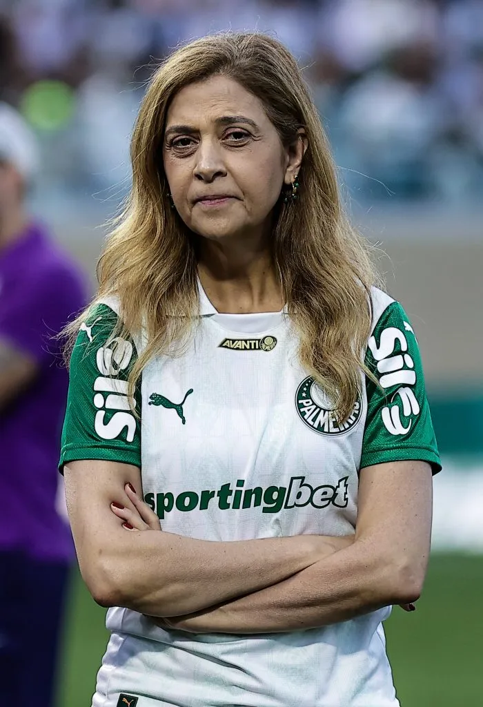 SP – BARUERI – 12/04/2025 – BRASILEIRO A 2025, PALMEIRAS X CORINTHIANS –  Leila Pereira presidente do Palmeiras antes da partida contra o Corinthians no estadio Arena Barueri pelo campeonato Brasileiro A 2025. Foto: Fabio Giannelli/AGIF