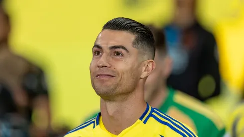 Cristiano Ronaldo of Al-Nassr FC looks on prior to the Saudi Pro League match between Al-Nassr and Al-Fayha at Al Awwal Park on February 7, 2025 in Riyadh, Saudi Arabia.