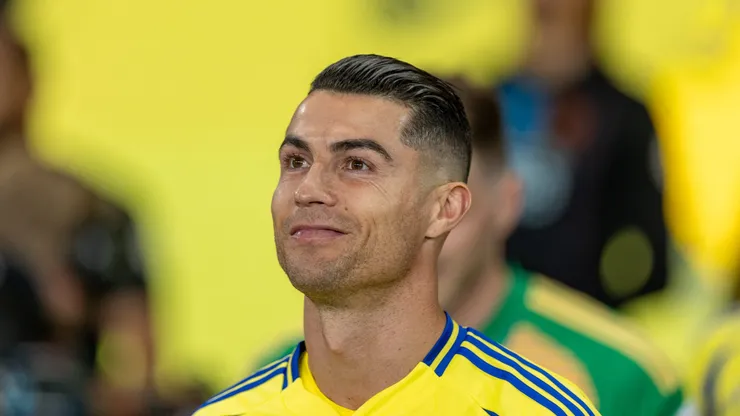 Cristiano Ronaldo of Al-Nassr FC looks on prior to the Saudi Pro League match between Al-Nassr and Al-Fayha at Al Awwal Park on February 7, 2025 in Riyadh, Saudi Arabia.