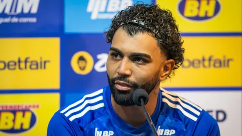 Gabigol durante sua apresentacao oficial como jogador do Cruzeiro em coletiva de imprensa realizada no Mineirao.