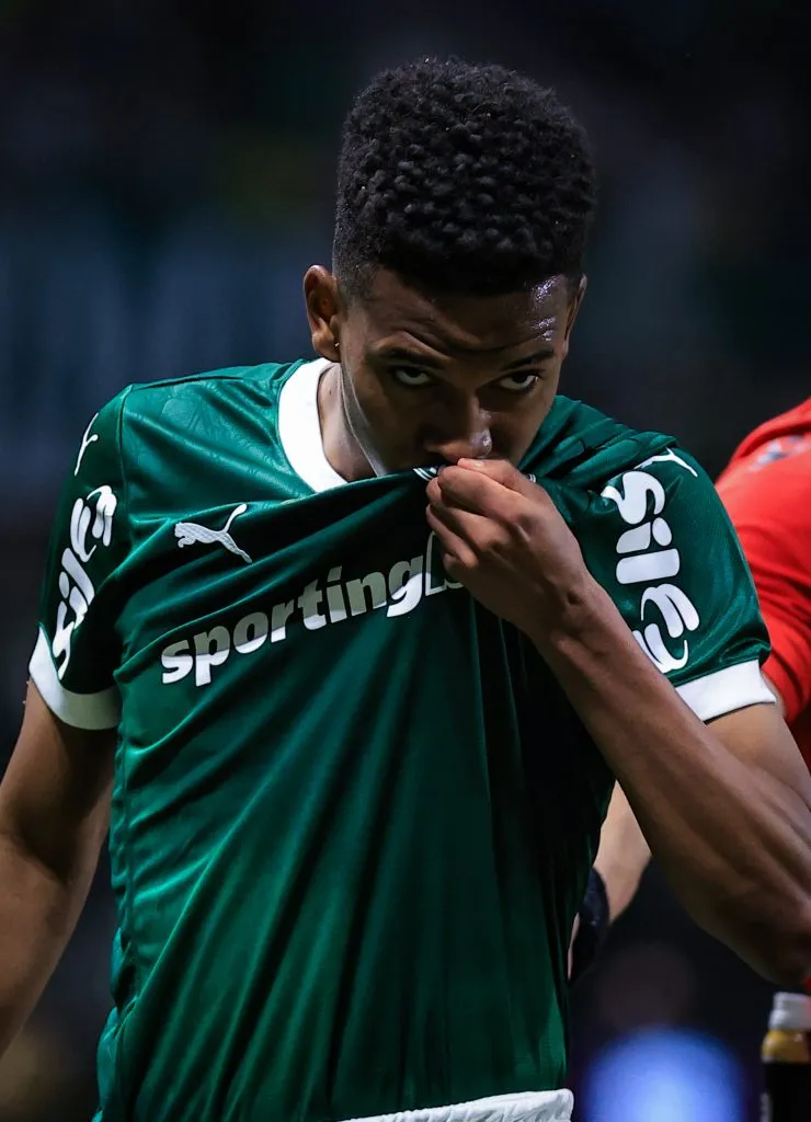 SP – SAO PAULO – 22/05/2025 – COPA DO BRASIL 2025, PALMEIRAS X CEARA – Estevao jogador do Palmeiras comemora seu gol durante partida contra o Ceara no estadio Arena Allianz Parque pelo campeonato Copa Do Brasil 2025.   Foto: Fabio Giannelli/AGIF