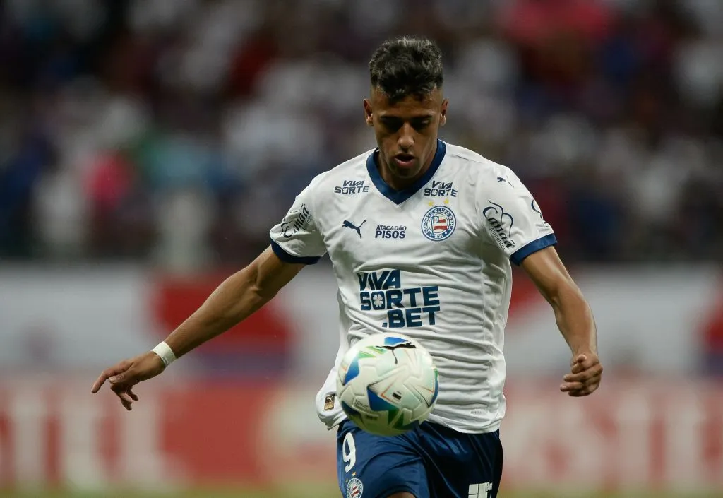 Lucho Rodriguez jogador do Bahia durante partida contra o Internacional no estadio Fonte Nova pelo campeonato Copa Libertadores 2025. Foto: Jhony Pinho/AGIF