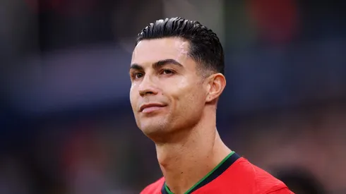 Cristiano Ronaldo of Portugal looks on during the UEFA EURO 2024 quarter-final match between Portugal and France at Volksparkstadion on July 05, 2024 in Hamburg, Germany.