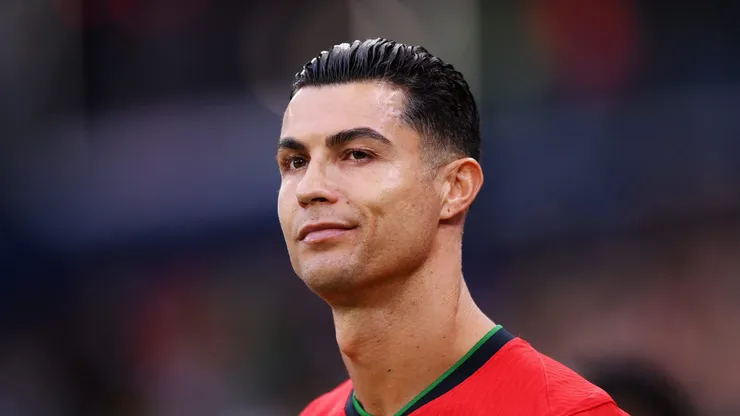 Cristiano Ronaldo of Portugal looks on during the UEFA EURO 2024 quarter-final match between Portugal and France at Volksparkstadion on July 05, 2024 in Hamburg, Germany.