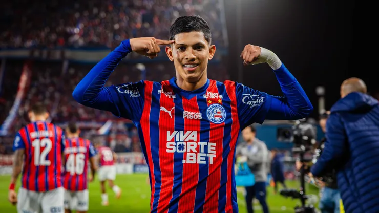 Erick Pulga, atacante do Bahia, comemora gol contra o Nacional, pela Libertadores (Imagem: Letícia Martins/EC Bahia)