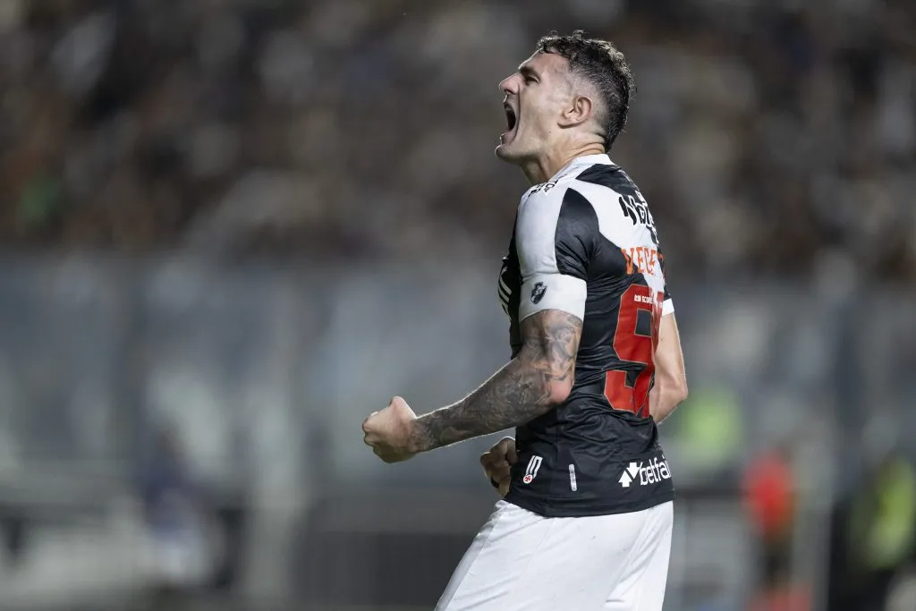 Vegetti jogador do Vasco comemora seu gol durante partida contra o Melgar pela campeonato Copa Sul-americana 2025. Foto: Jorge Rodrigues/AGIF