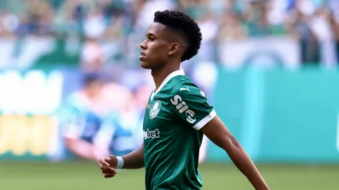 Estevao jogador do Palmeiras durante partida contra o Flamengo no estadio Arena Allianz Parque pelo campeonato Brasileiro A 2025.