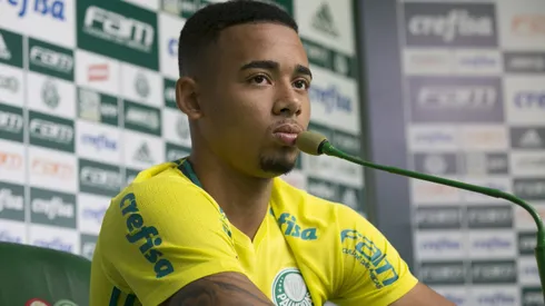 Atacante Gabriel Jesus durante coletiva de imprensa do Palmeiras no CT Academia de Futebol – Barra Funda.